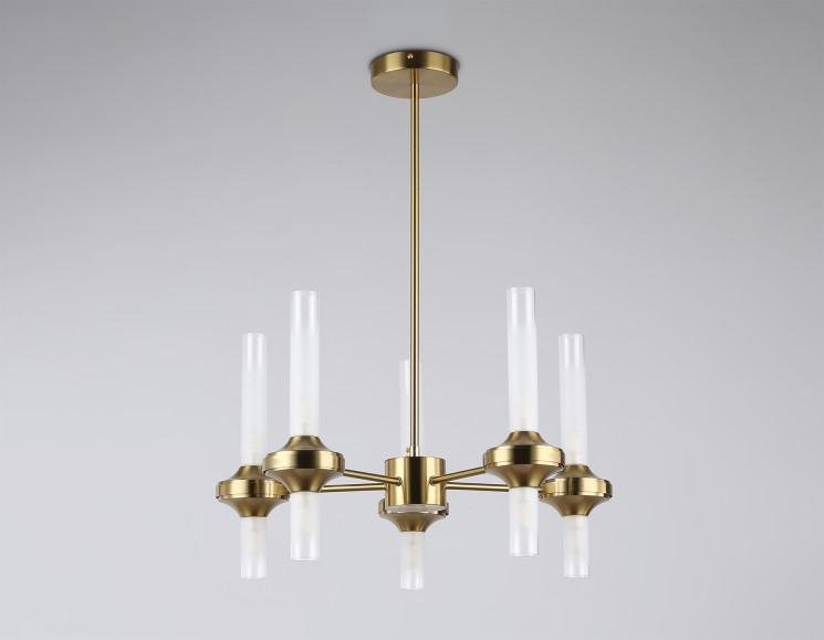 Люстра на штанге Ambrella light MODERN LH55358 LH55358/10 BS/CL латунь/прозрачный G9/10 max 30W D550*690