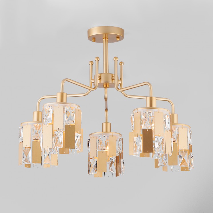 Потолочный светильник  Eurosvet Scoppio 10101/5 перламутровое золото/прозрачный хрусталь Strotskis