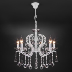 Классическая хрустальная люстра Eurosvet Brezza 10107/5 глянцевый белый/прозрачный хрусталь Strotskis