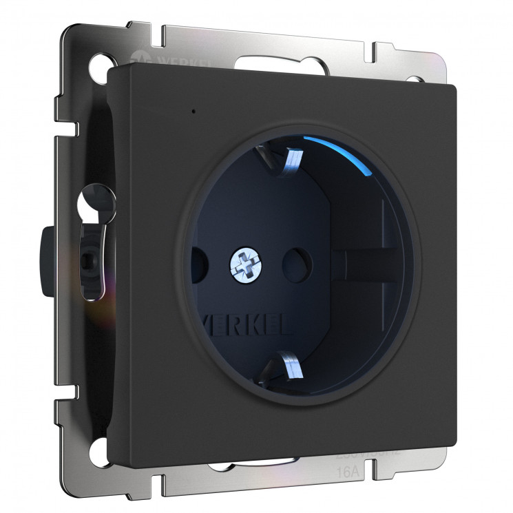 Розетка с подсветкой (черный матовый) W1171408 Werkel