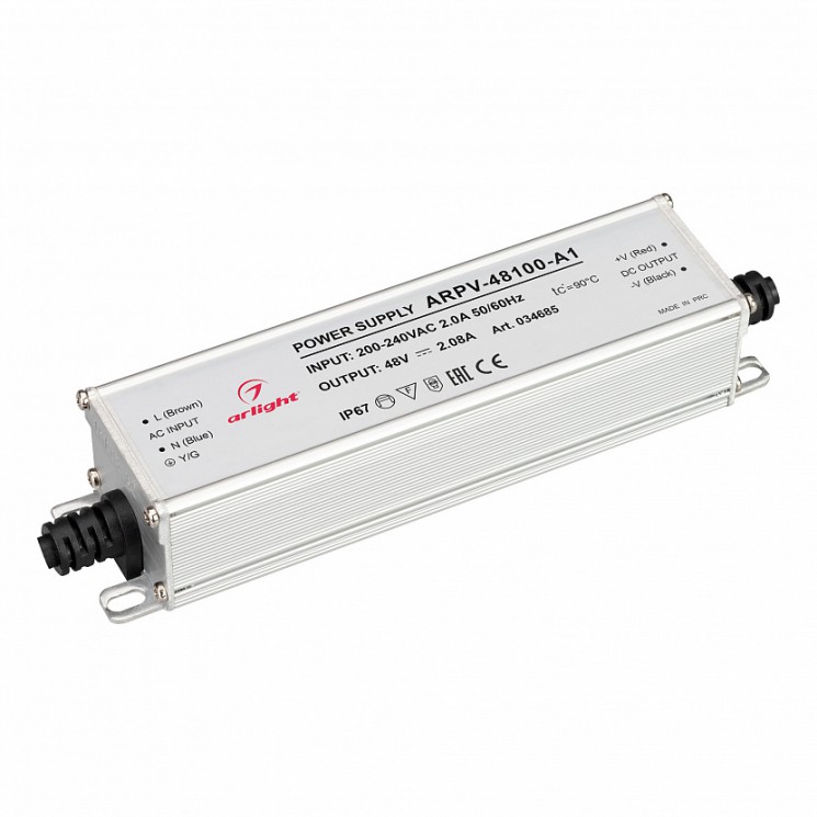 Блок питания Arlight ARPV-48100-A1 48V, 2.08A, 100W IP67 Металл, 3 года 034685