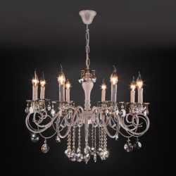 Классическая люстра с хрусталем Eurosvet Ravenna 10104/8 белый с золотом/тонированный хрусталь Strotskis