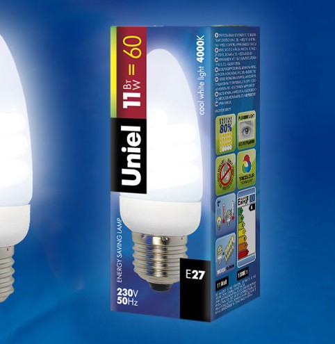 Лампа энергосберегающая Uniel Свеча E27 11W 4000 C11-P11/4000/E27