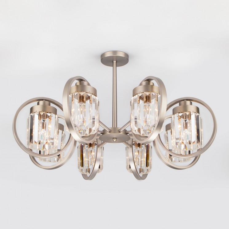 Люстра Eurosvet 10095/8 сатин-никель/прозрачный хрусталь Strotskis
