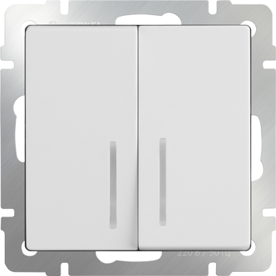 Выключатель двухклавишный с подсветкой белый Werkel W1120101 (WL01-SW-2G-LED)