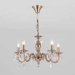 Подвесной светильник  Eurosvet Favola 10102/5 античная бронза/прозрачный хрусталь Strotskis