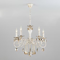 Классическая хрустальная люстра Eurosvet Ravenna 10104/5 белый с золотом/тонированный хрусталь Strotskis