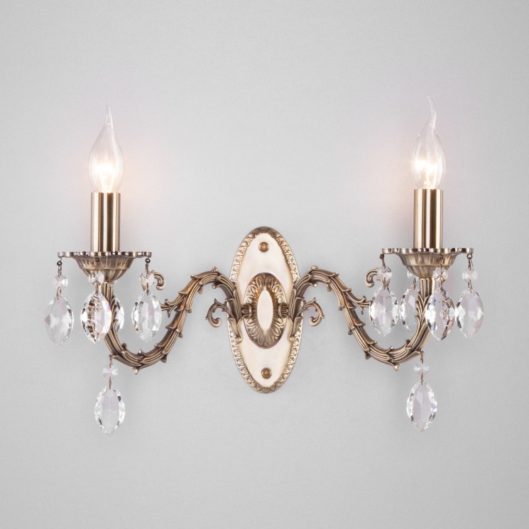 Настенный светильник  Eurosvet Favola 10102/2 античная бронза/прозрачный хрусталь Strotskis