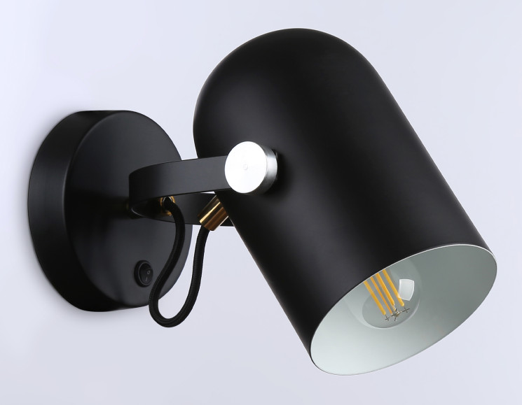 Накладной спот с выключателем Ambrella light TR8204 BK черный E27 max 40W D117*280