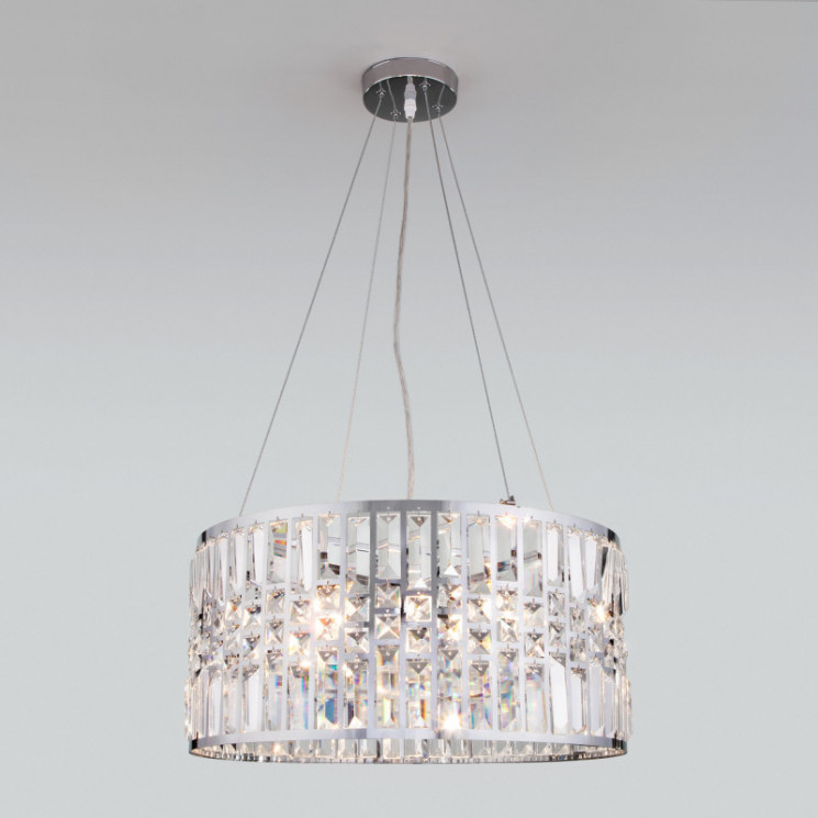 Подвесная люстра Eurosvet 10116/5 хром/прозрачный хрусталь Strotskis Lory