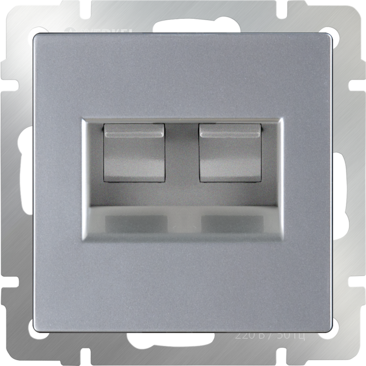 Розетка двойная Ethernet RJ-45 серебряный Werkel W1181106 (WL06-RJ45+RJ45)