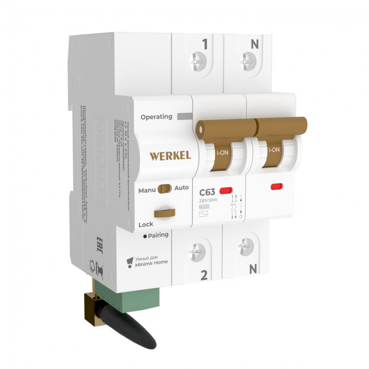 Умный автоматический выключатель 2 P  63 A  C  6 kA Werkel W1002P6301