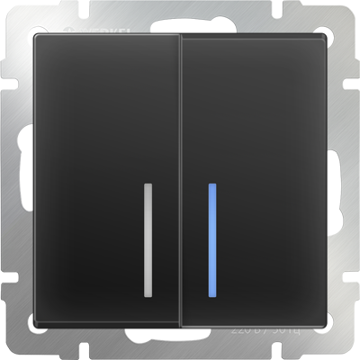 Выключатель двухклавишный с подсветкой черный матовый Werkel W1120108 (WL08-SW-2G-LED)