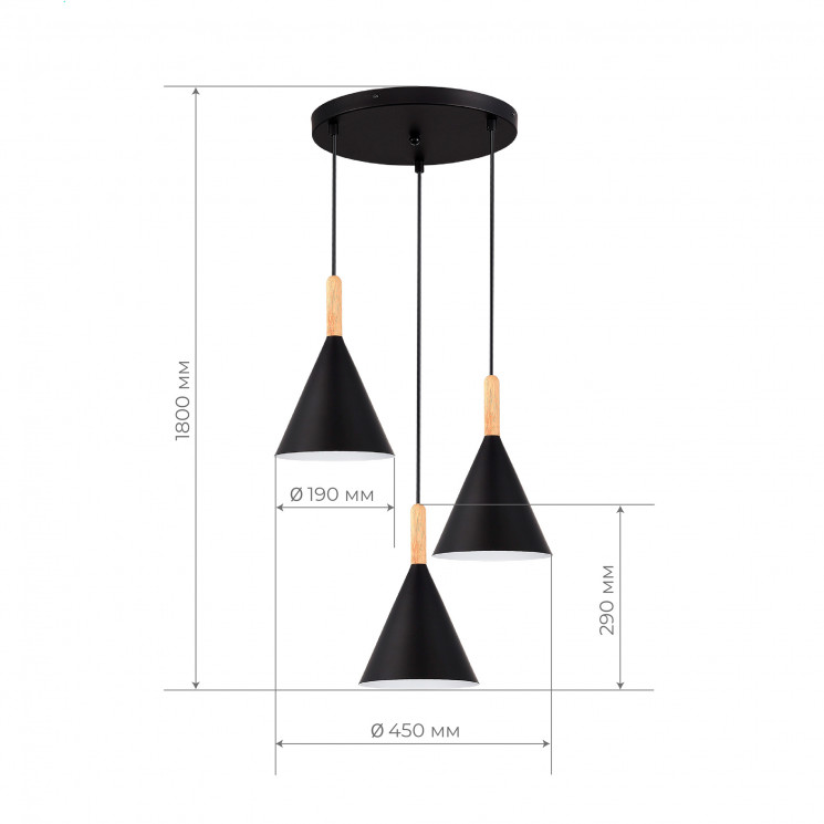 Светильник подвесной EVOLUCE Черный/Черный E27 3*40W           SLE1255-423-03