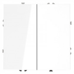 Выключатель двухклавишный проходной VOLTUM VLS020301 белый глянец