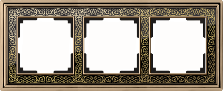 Рамка на 3 поста золото/черный Werkel W0031430 (WL77-Frame-03 Palacio Gracia)