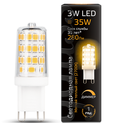 Лампа Gauss LED 107309103 3W 2700K G9 диммируемая
