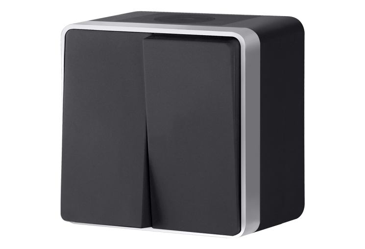 Выключатель двухклавишный влагозащищенный Gallant WL15-03-02 IP44 черный /хром