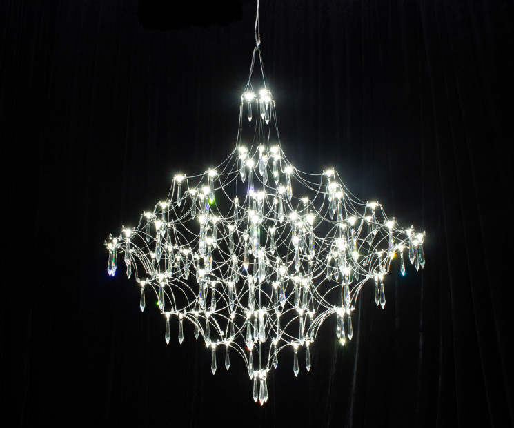 Люстра диммируемая Kink Light 07881-60,02(21) Галанта хром d60 h190 Led 34*0,5W (3000-6000K) с пультом ДУ