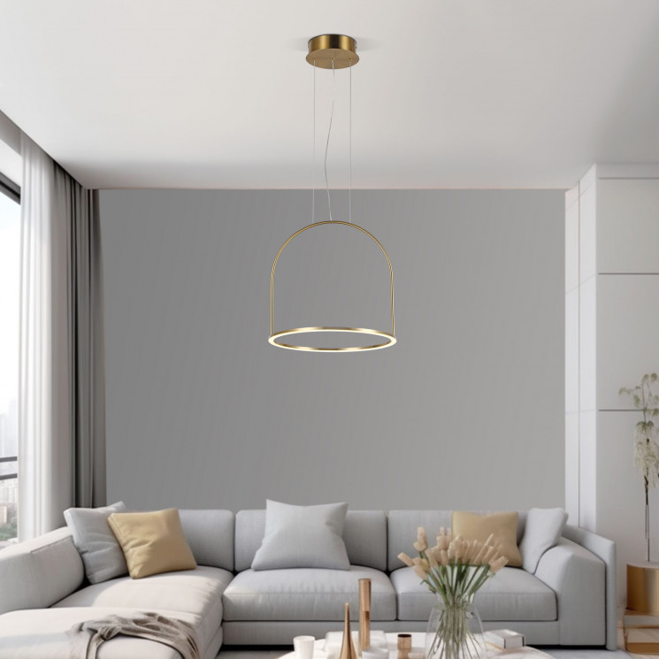 Подвесной светодиодный светильник с регулировкой цветовой температуры и яркости Eurosvet 90322/1 латунь Over