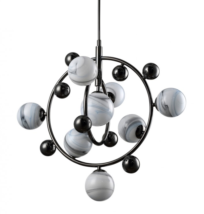 Светильник подвесной Crystal Lux SALVADORE SP8V BLACK CHROMIUM