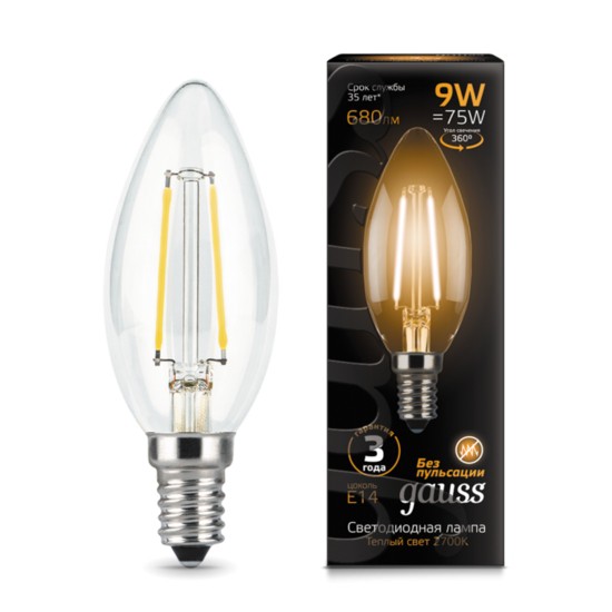 Лампа Gauss LED FILAMENT  E14 9W 2700К 103801109