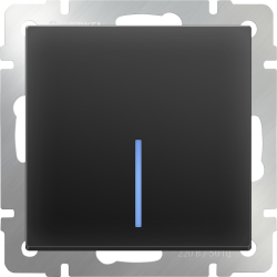 Выключатель одноклавишный проходной с подсветкой черный матовый Werkel W1112108 (WL08-SW-1G-2W-LED)