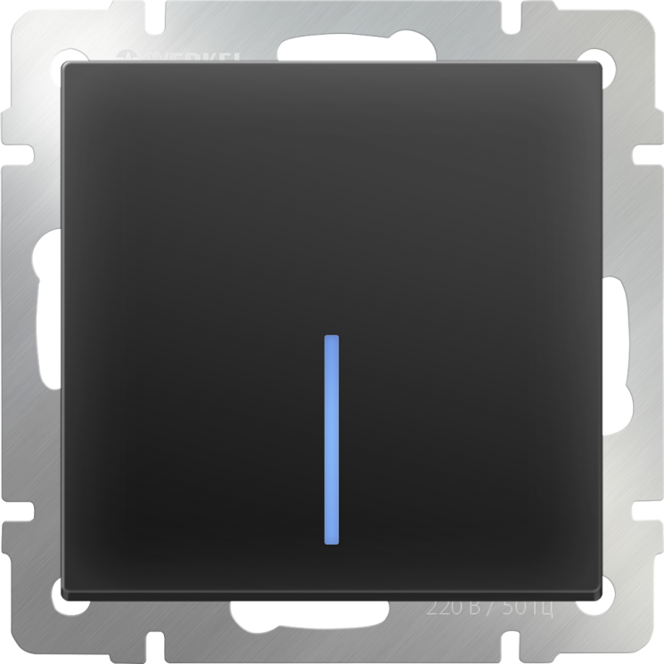 Выключатель одноклавишный проходной с подсветкой черный матовый Werkel W1112108 (WL08-SW-1G-2W-LED)