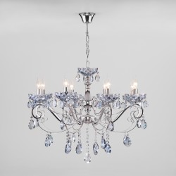 Классическая подвесная люстра с хрусталем Eurosvet Escada 10109/8 хром/лазурный хрусталь Strotskis