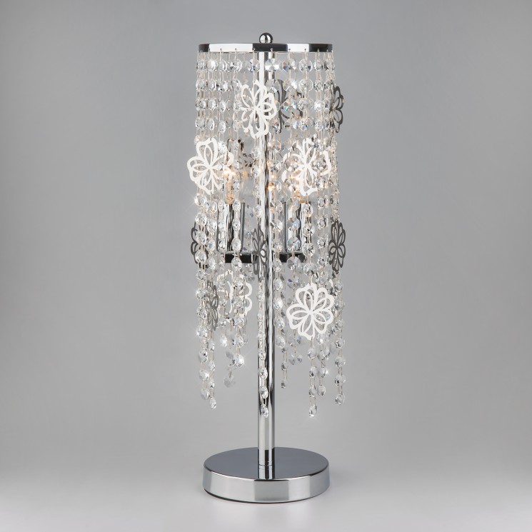 Настольный светильник Eurosvet 01035/2 хром/прозрачный хрусталь Strotskis Flower