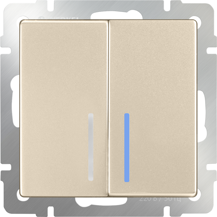 Выключатель двухклавишный с подсветкой шампань Werkel W1120111 (WL11-SW-2G-LED)