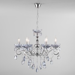 Подвесная люстра с хрусталем Eurosvet Escada 10109/6 хром/лазурный хрусталь Strotskis