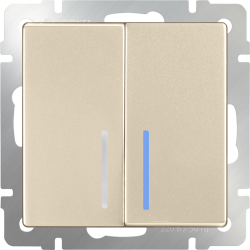 Выключатель  двухклавишный проходной с подсветкой шампань Werkel W1122111 (WL11-SW-2G-2W-LED)