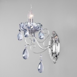 Классическое хрустальное бра Eurosvet Escada 10109/1 хром/лазурный хрусталь Strotskis